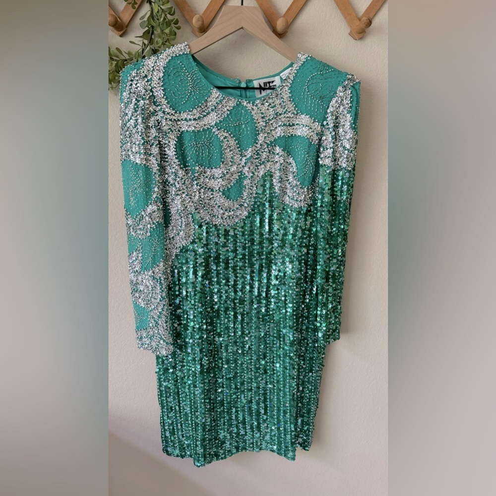 Niteline Green and Silver Sequin Dress